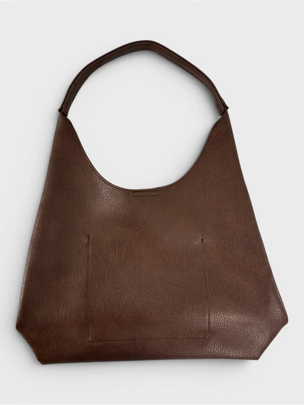 Hoxis Soft Vegan Leather Hobo Bag Coffee Brown Minimalist Shoulder Tote